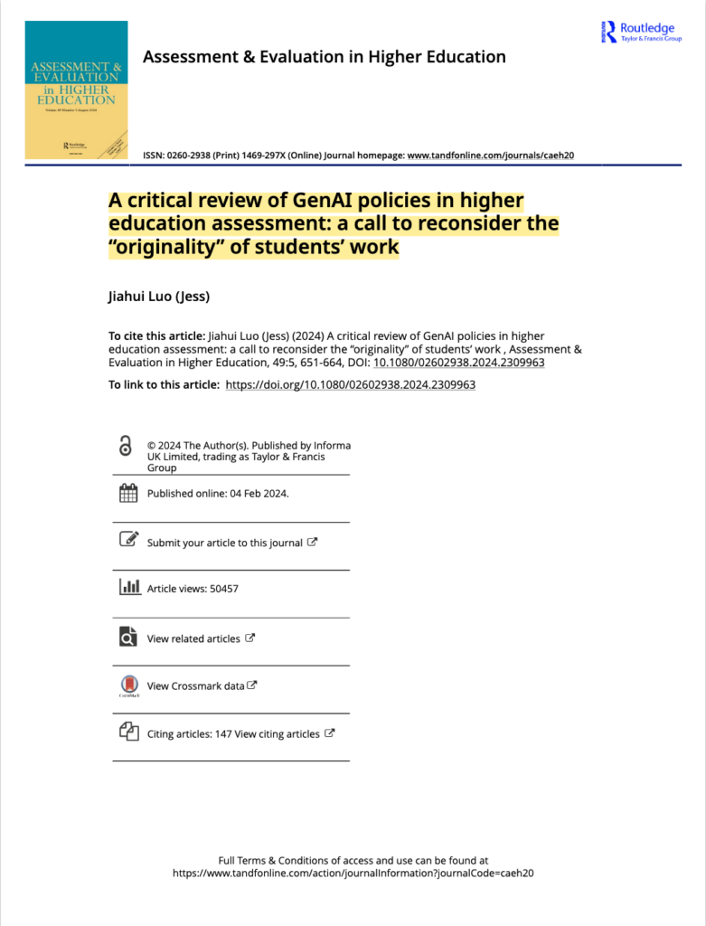 GenAI and Student Originality