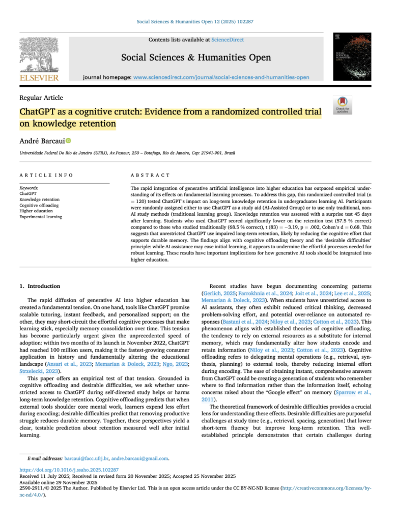 ChatGPT and Knowledge Retention