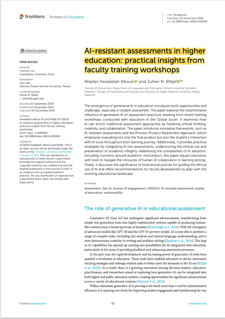AI-Resistant Assessments in Higher Education