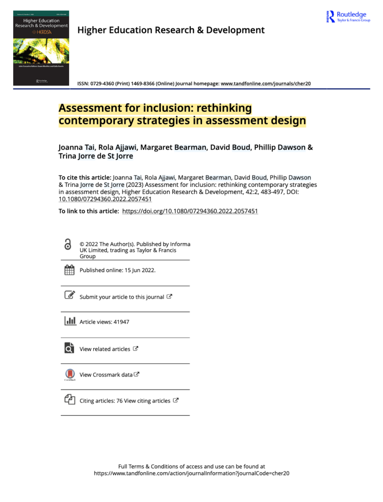 assessment for inclusion