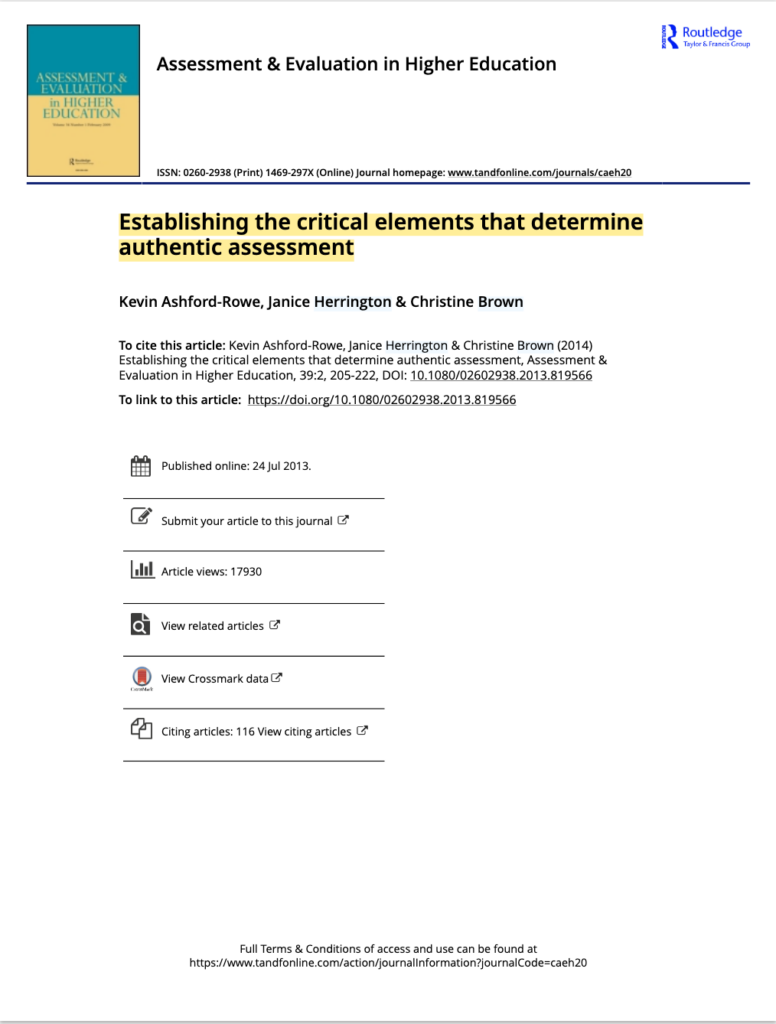 Authentic Assessment in the AI Age