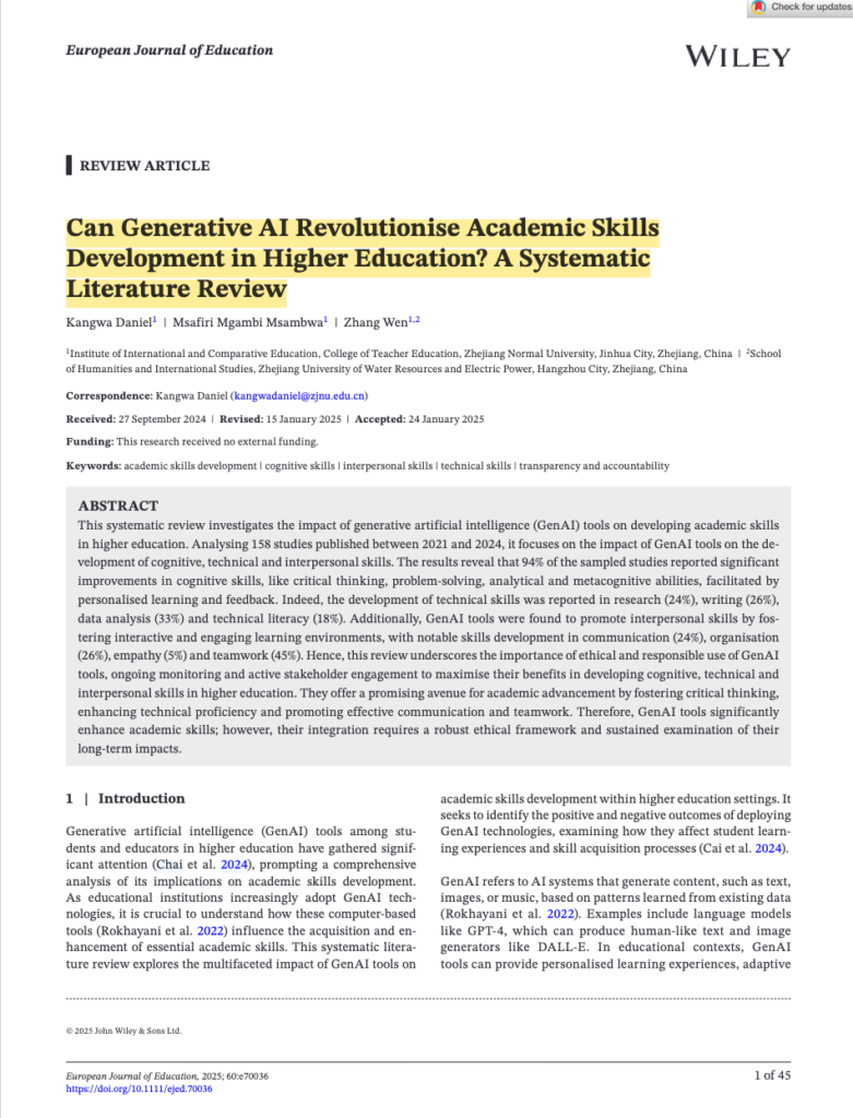 Generative AI and Academic Skills