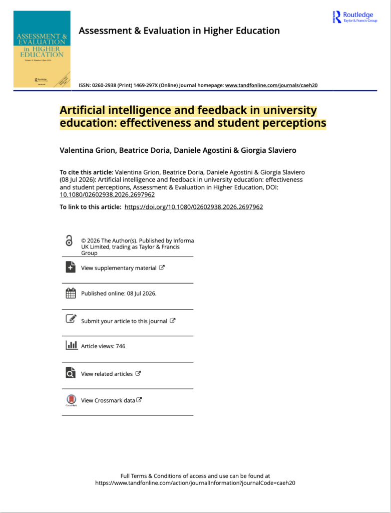 Artificial intelligence and feedback in university education